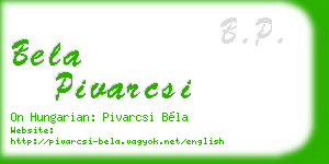 bela pivarcsi business card